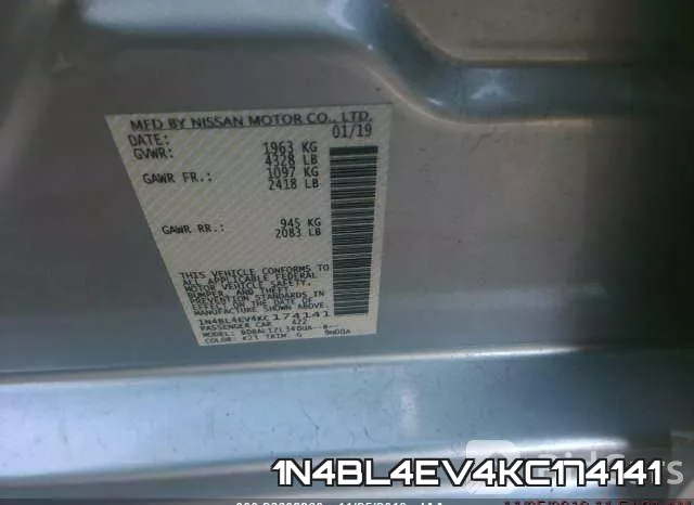 1N4BL4EV4KC174141 фото 10