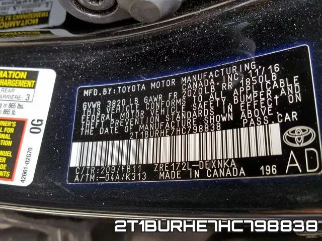 2T1BURHE7HC798838 фото 2