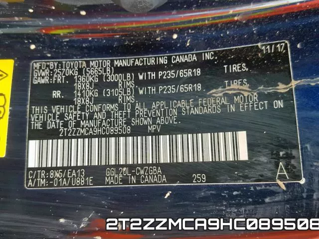 2T2ZZMCA9HC089508 фото 2