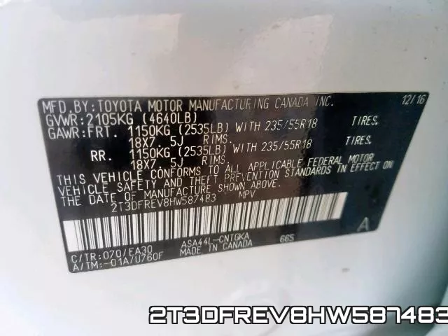 2T3DFREV8HW587483 фото 2