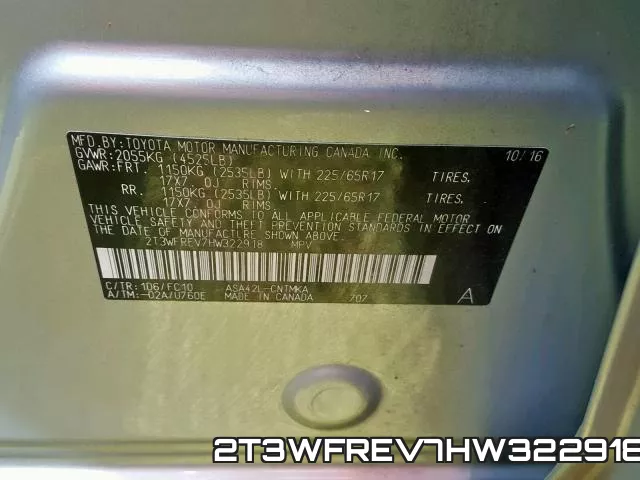 2T3WFREV7HW322918 фото 2