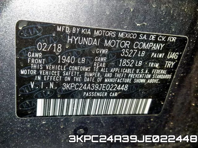 3KPC24A39JE022448 фото 2