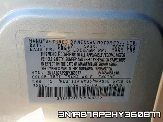 3N1AB7AP2HY360877 фото 2