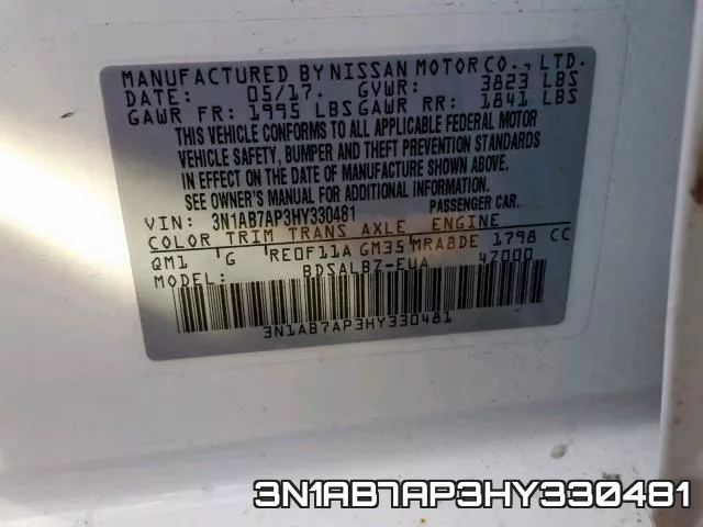 3N1AB7AP3HY330481 фото 2