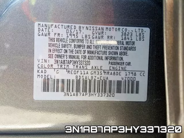 3N1AB7AP3HY337320 фото 2