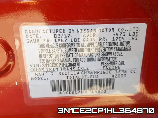 3N1CE2CP1HL364870 фото 2