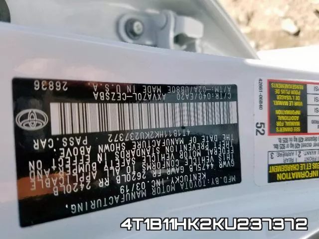 4T1B11HK2KU237372 фото 2