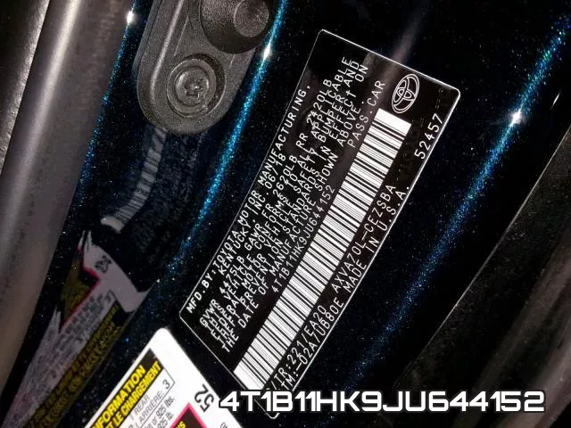 4T1B11HK9JU644152 фото 2
