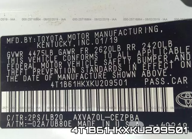 4T1B61HKXKU209501 фото 10
