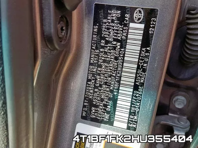 4T1BF1FK2HU355404 фото 2