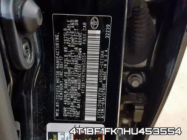4T1BF1FK7HU453554 фото 2