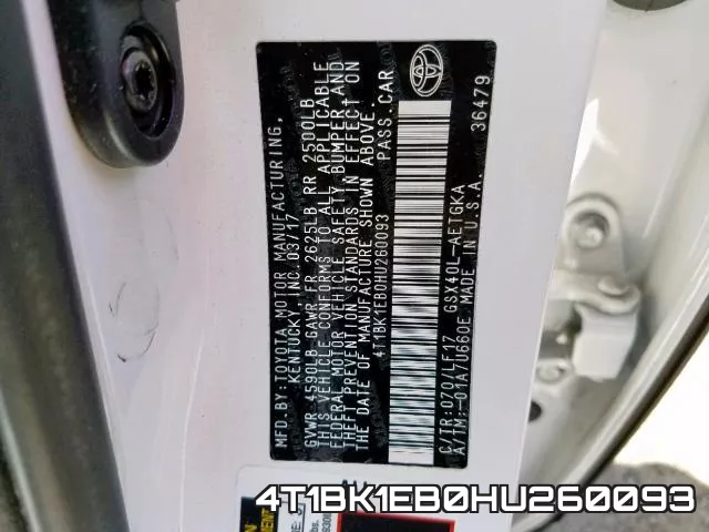 4T1BK1EB0HU260093 фото 2