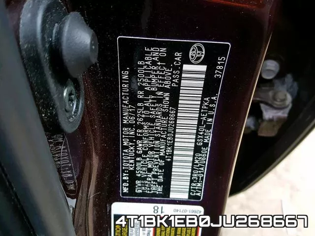 4T1BK1EB0JU268667 фото 2