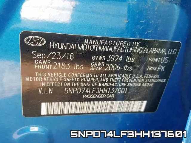 5NPD74LF3HH137601 фото 2
