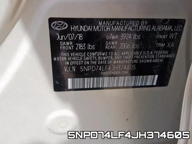 5NPD74LF4JH374605 фото 2