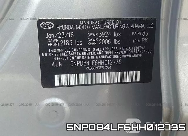5NPD84LF6HH012735 фото 10