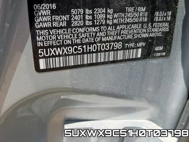 5UXWX9C51H0T03798 фото 2