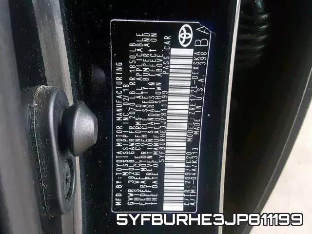 5YFBURHE3JP811199 фото 2
