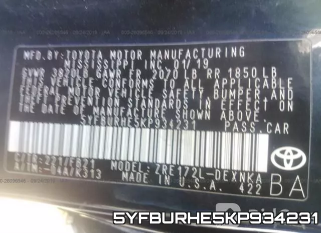 5YFBURHE5KP934231 фото 10