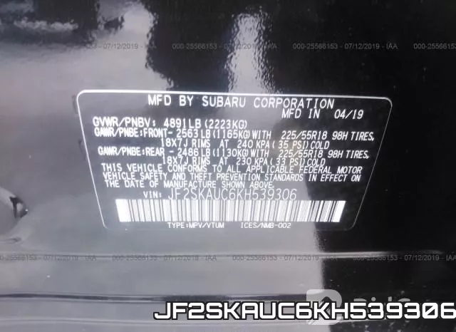 JF2SKAUC6KH539306 фото 10