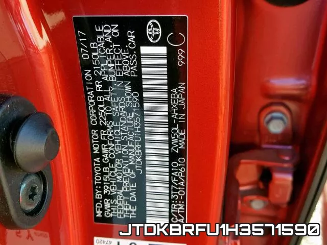 JTDKBRFU1H3571590 фото 2