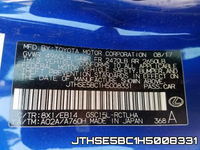 JTHSE5BC1H5008331 фото 2