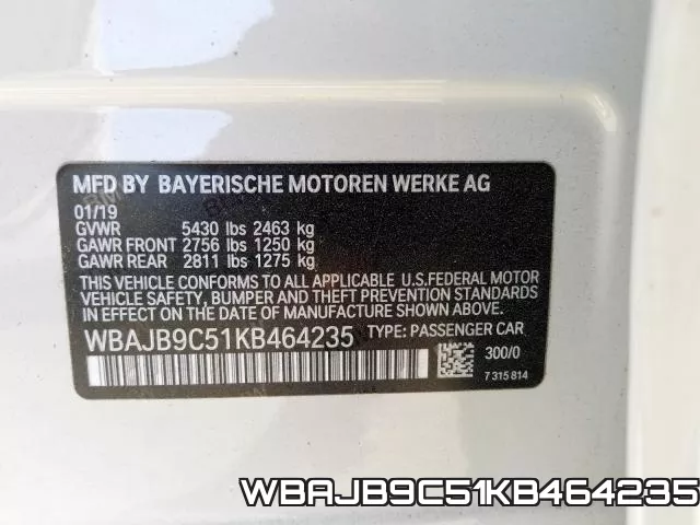 WBAJB9C51KB464235 фото 2