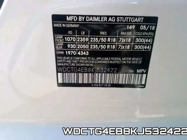 WDCTG4EB8KJ532422 фото 2