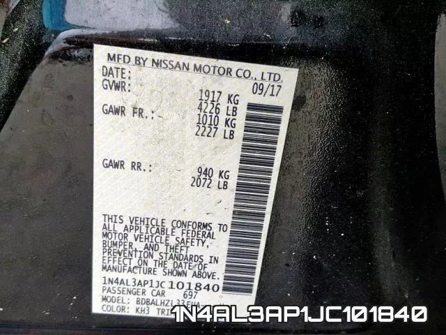 1N4AL3AP1JC101840 фото 2