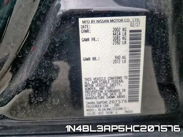 1N4BL3AP5HC207576 фото 2
