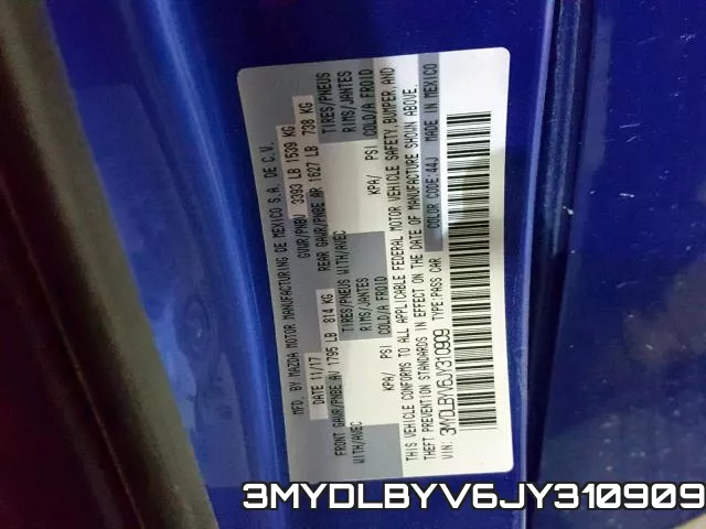 3MYDLBYV6JY310909 фото 2
