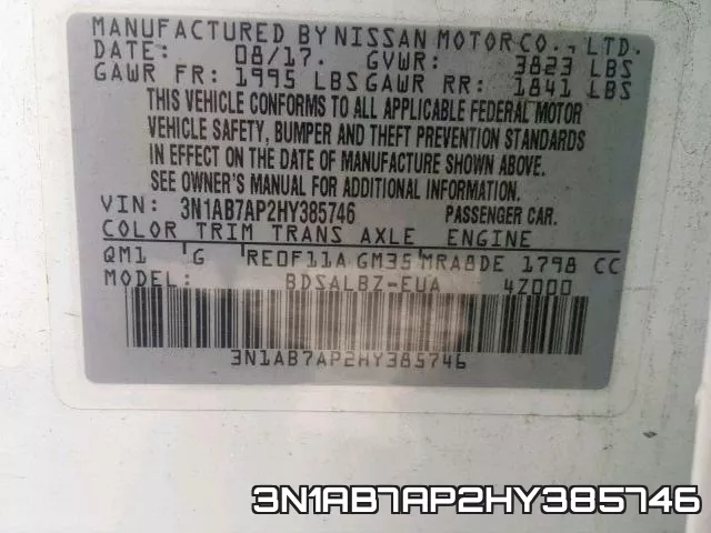 3N1AB7AP2HY385746 фото 2