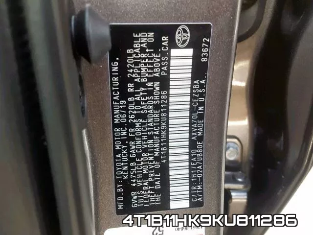 4T1B11HK9KU811286 фото 2