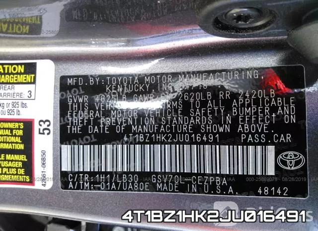 4T1BZ1HK2JU016491 фото 10