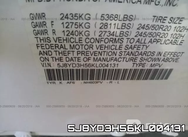5J8YD3H56KL004131 фото 10