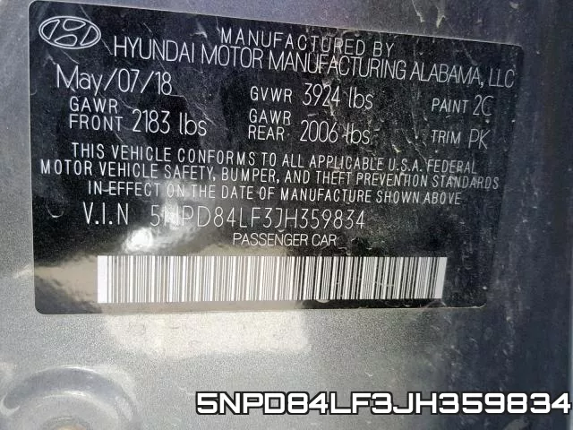 5NPD84LF3JH359834 фото 2