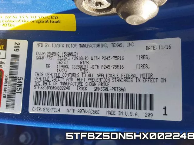 5TFBZ5DN5HX002248 фото 2