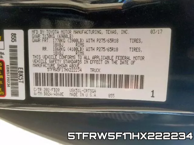 5TFRW5F17HX222234 фото 2