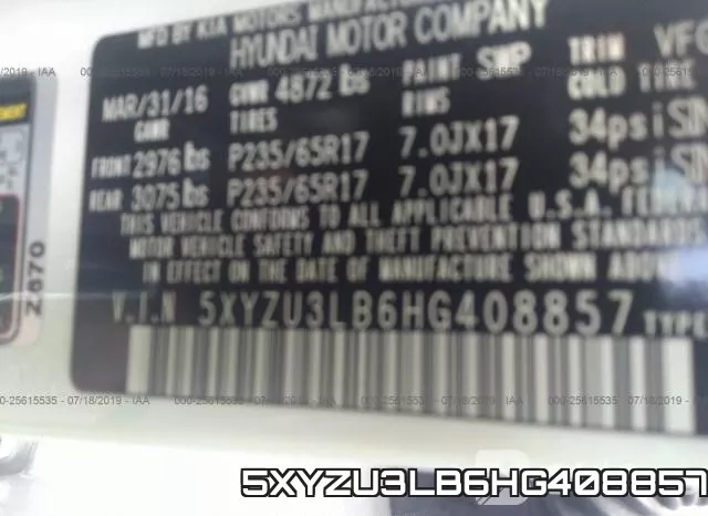 5XYZU3LB6HG408857 фото 10