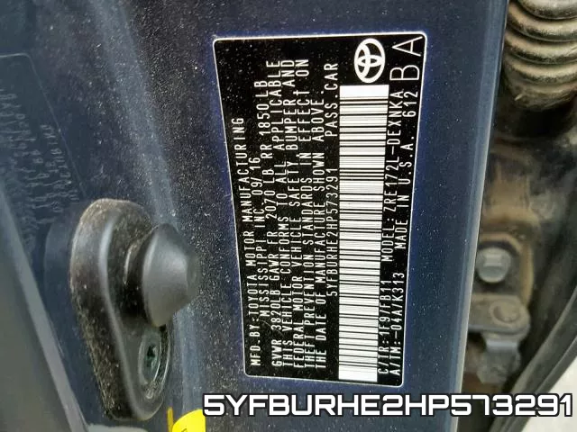 5YFBURHE2HP573291 фото 2