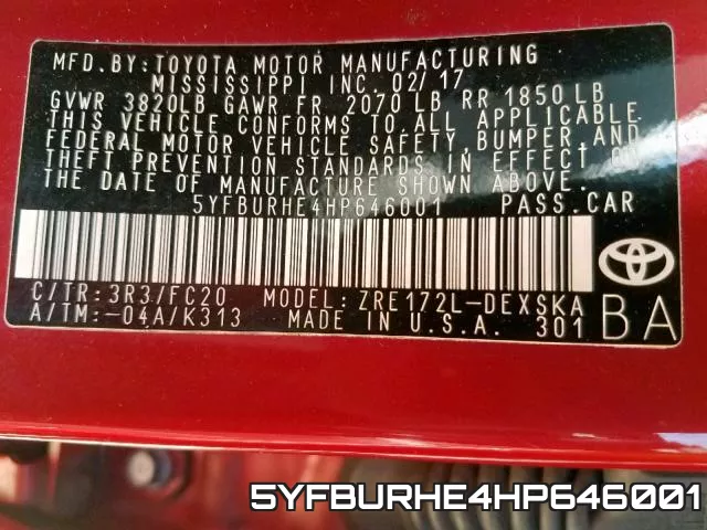 5YFBURHE4HP646001 фото 2