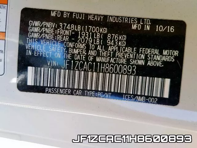 JF1ZCAC11H8600893 фото 2