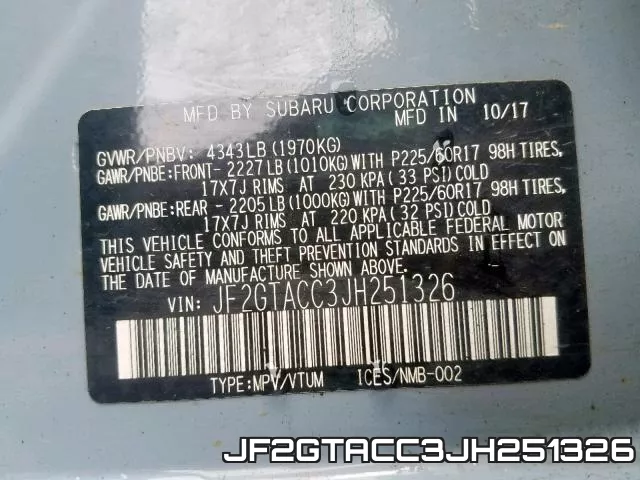 JF2GTACC3JH251326 фото 2