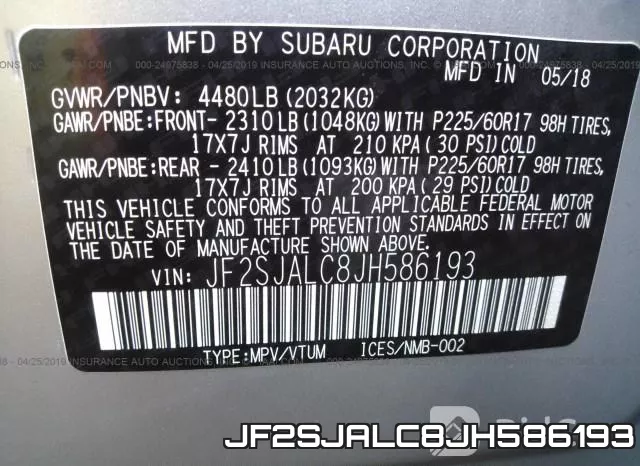 JF2SJALC8JH586193 фото 10