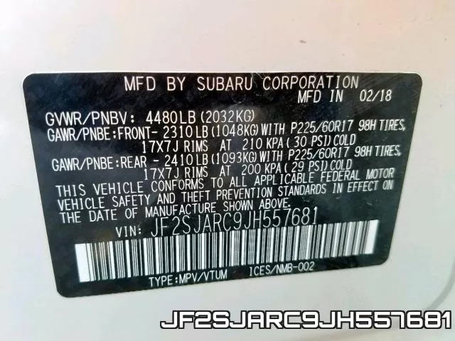 JF2SJARC9JH557681 фото 2