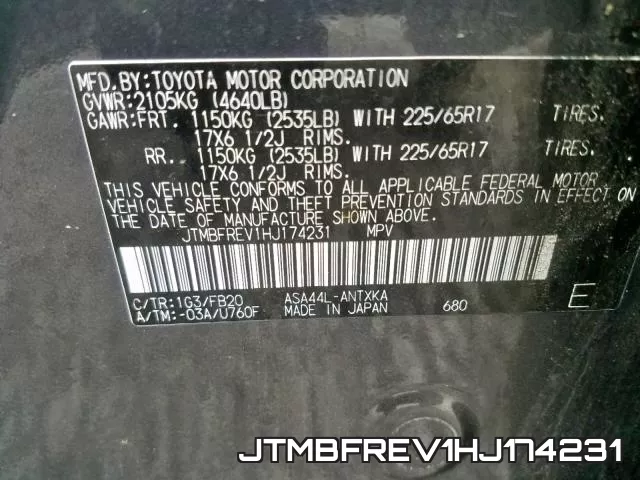 JTMBFREV1HJ174231 фото 2