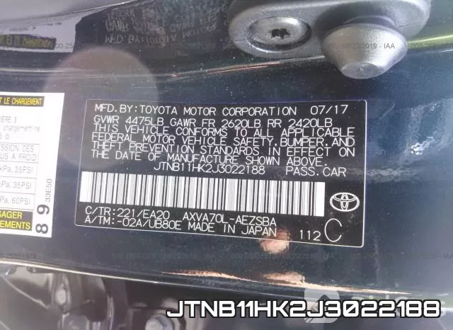 JTNB11HK2J3022188 фото 10