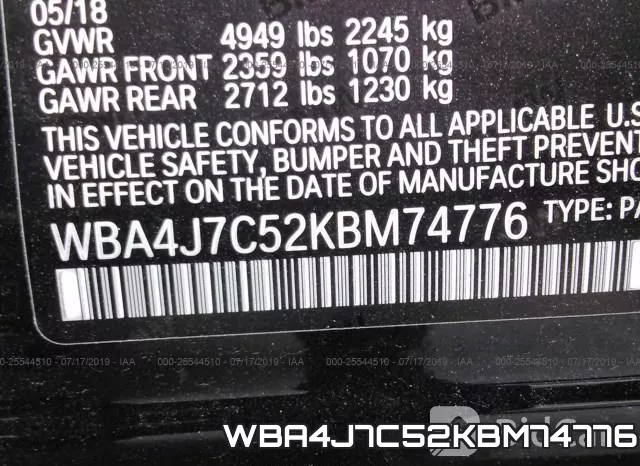 WBA4J7C52KBM74776 фото 10