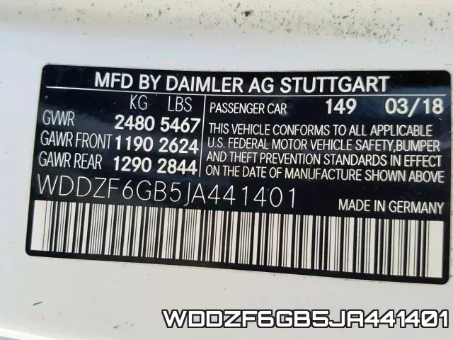 WDDZF6GB5JA441401 фото 2