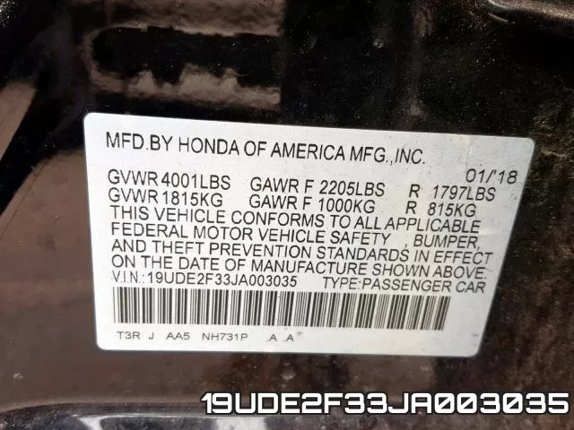 19UDE2F33JA003035 фото 2